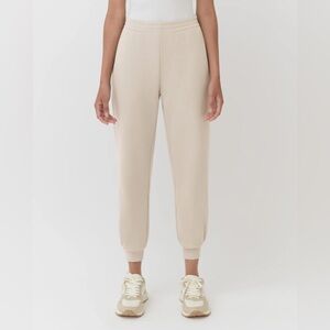 CUYANA Terry Sculpted Jogger in Pearl Cream Ivory S Small  $148